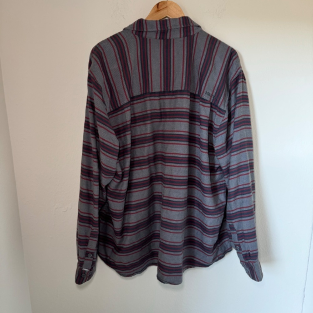 Marmot Shirt Men's Grey XXL Flannel Outdoor Hiking Casual Long Sleeve Striped - Picture 4 of 5